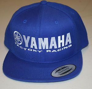 Yamaha Factory Racing Hat Cap Flat Bill Snap Back Blue MX YZF YFZ RI R6 Rhino
