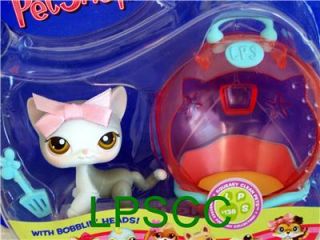 Littlest Pet Shop Squeaky Clean Gray Cat w Litterbox Lot 138 RARE Retired