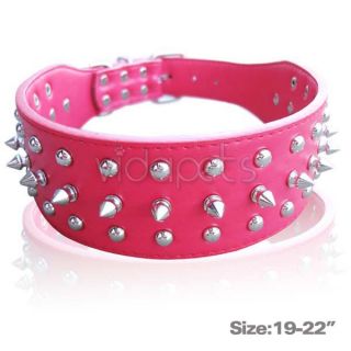 Spikes Spiked Studed Leather Dog Collar Large XL D Ring