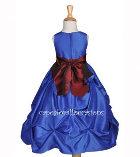 Royal Blue Burgundy Red Flower Girl Dress 6mo 2 2T 3 3T 4 4T 5 5T 6 6X 7 8 9 10
