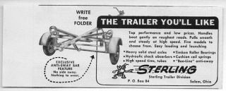 1954 Vintage Ad Sterling Boat Trailers Anti Sway Bar Salem Ohio