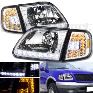Chrome Ford F150 F250 Pickup Truck Expedition SUV LED Head Lights Corner Lamps
