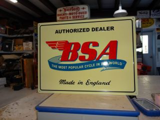 Vintage BSA Motorcycle Most Popular Cycle Embossed Sign Parts Accessories