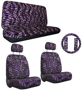 Purple Black Zebra Car SUV Truck Seat Covers Accessories 5