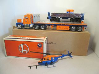 Lionel Flatbed Truck Train Car Transporting Helicopter O Scale Accessories