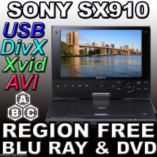 Sony 9" Portable Multi Zone All Region Code Free Blu Ray DVD Player 100 240V