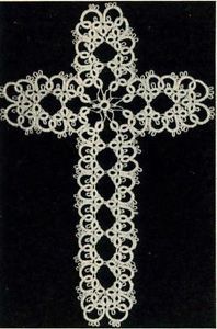 5303 Vintage Tatting Pattern 7 inch Cross Book Mark Design from 1953 1950s