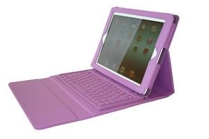 Purple Wireless Bluetooth Keyboard Leather Case for iPad 2 New iPad 3 US Seller