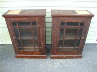 Pair of Antique Mission Arts Crafts Bookcases Cabinets