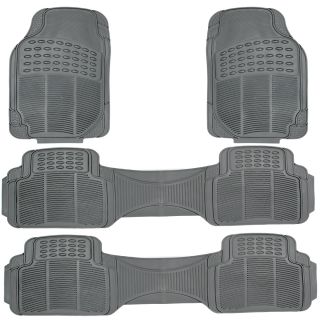 4pc Set All Weather Heavy Duty Rubber SUV Car Gray Floor Mat Front Rear Liners