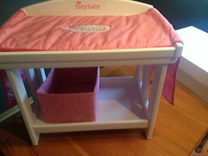 American Girl Doll Bitty Baby Changing Table with Pad and Storage Bin with Boxes
