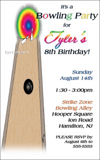 Personalized Custom Bowling Birthday Party Invitations