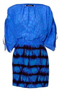 Peacock Blue Silk Dress by ROBERTO CAVALLI