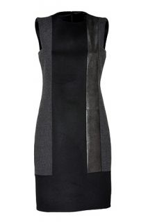Black/Charcoal Wool/Leather Dress by AKRIS