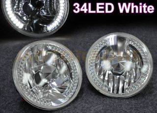 Universal 7 inch Front Head Bumper Diamond Cut Headlight Lamp 34 LED White 2 Pcs