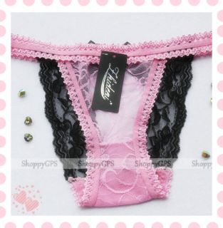 Sexy Lady Women Black Pink Lace Cozy Lingeries Underwear Panties Back Open