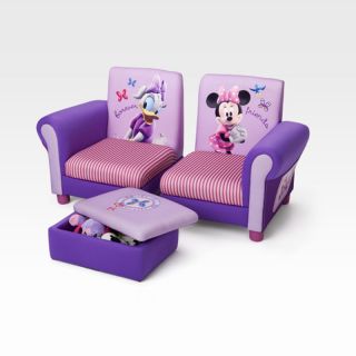 Disney Minnie Mouse Little Girls Children's 3 Piece Arm Chairs Sofa Toy Box Set