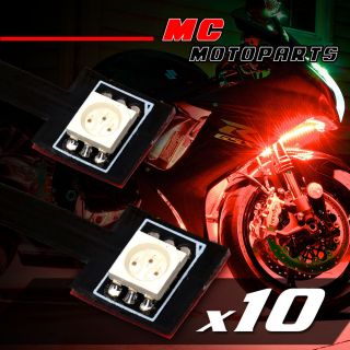 10 Pcs Red Tiny Frame SMD LED 5050 12V Accent Lights for Victory Motorcycle