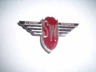 Vintage Stewart Warner Art Deco Winged Logo Dash Gauge Emblem Rat Rod Scta Ford