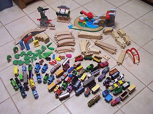 Wooden Thomas Train Lot Over 125 Engines Tenders Track Cranky Signal House