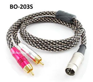 CablesOnline 3ft Bang Olufsen 5 Pin DIN to 2 RCA Premium Mesh Audio Cable