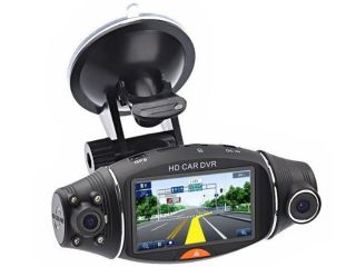 HD DV Dual Camera Lens LCD Car DVR Vehicle Dash Video Recorder Camcorder GPS
