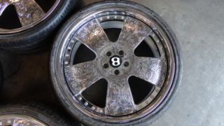 RARE 22" asanti Tattoo Style Chrome Wheels Rims Bentley Continental Pirelli