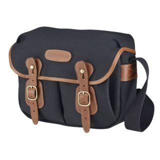 Billingham Hadley Small Camera Shoulder Bag Black Canvas Tan Leather