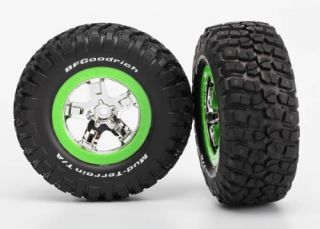 New Traxxas Green Beadlock Wheels BFGoodrich Mud Terrain Tires Mounted TRA6876