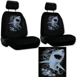 Black Seat Covers Car Truck SUV Great White Shark Low Back PP 4