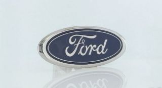 Ford Class II Blue Logo Chrome Trailer Hitch Plug Cover