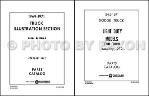 1969 1970 1971 Dodge Truck Parts Book Catalog Pickup Van Power Wagon Illustrated