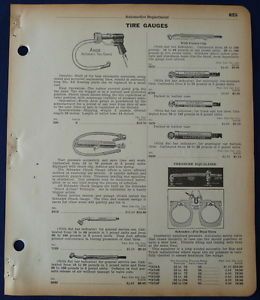 Automotive Tire Gauges Tools Vintage 1930s Union Hardware Auto Car Catalog Ads