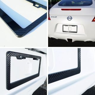 Carbon Fiber Front Car License Plate Bracket Frame Cover Plain Black 12 5 x 6 25