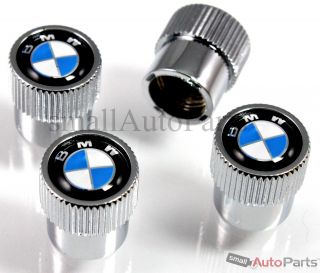 4 Genuine BMW Roundel Logo Chrome ABS Tire Wheel Stem Air Valve Caps Covers
