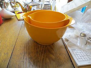 Vintage Melamine Rosti Denmark Mustard Yellow 2 Mixing Nesting Bowls Mepal