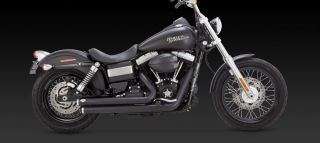 Vance Hines Black Big Shot Staggered Exhaust 4 Harley Davidson Dyna FXD 47935