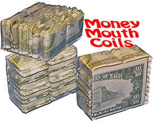 Dollar Bill Mouth Coils 10 Money Pack Paper Streamer Magic Trick Clown Set Gag