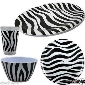 Melamine Animal Zebra Print Dinnerware Set