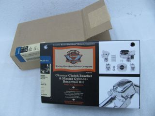 New Harley Chrome Clutch Bracket Master Cylinder Kit 45355 06 Dyna Softail