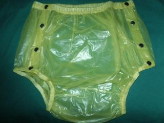 Get 1 Large Yellow Adult Baby Diaper Cover Snap on Plastic Pants Soft Smooth