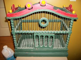 Vintage Antique Victorian Bird Cage Wood Wire 1800's Bird House