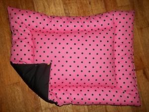 Hot Pink Black Polka Dot Dog Pup Pet Bed Crate Pad Mat Cushion Handmade 14x19