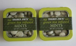 Trader Joe's Green Tea Infused Mints with Natural Antioxidants Two Tins