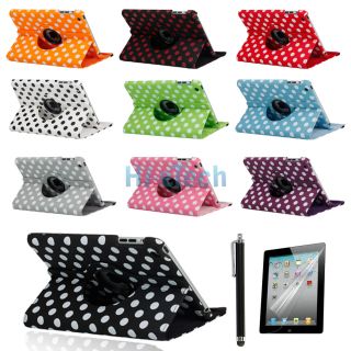 For Apple iPad Mini 360 Rotating Polka Dot Leather Case Cover Swivel Stand Gift