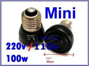 110V 220V 100W Mini Ceramic Emitter Heated Bulb Pet Reptile Heat Lamp Light
