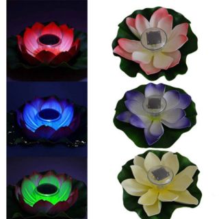 Solar Colorful LED Lotus Flower Lamp Floating Pond Garden Pool Night Light Hot