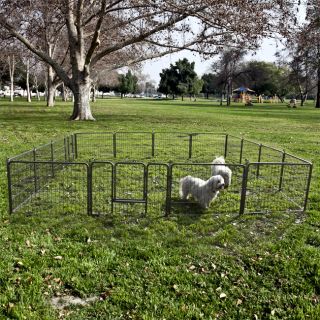 2 x 8 Panel Heavy Duty Cage Pet Dog Cat Fence Exercise Metal Play Pen Kennel