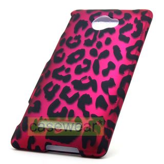 Pink Leopard Rubberized Hard Cover Case for HTC 8x Windows Phone T Mobile New