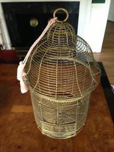 Vintage Hanging Decorative Antique Brass Finish Wire Bird Cage